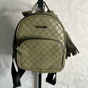 Steve Madden Olive Quilted Backpack with Tassel